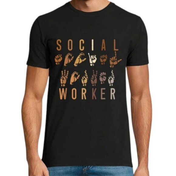 Port & Company black Social Worker ASL t-shirt size XL - Picture 1 of 4